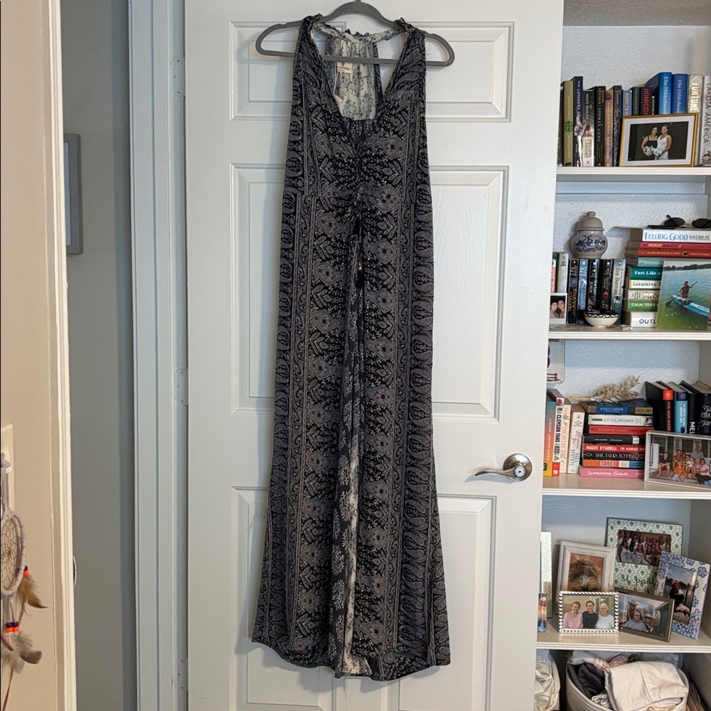 Perry Walker Collective Black and White Silk Patterned Jumpsuit